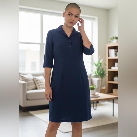 Vintage Northern Reflections Navy Blue Dress - Picture 1 of 7